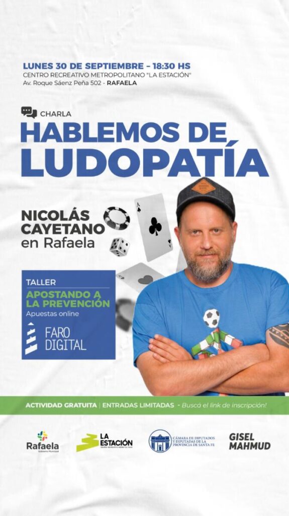 Nico Cayetano en Rafaela: «hablemos de ludopatía»