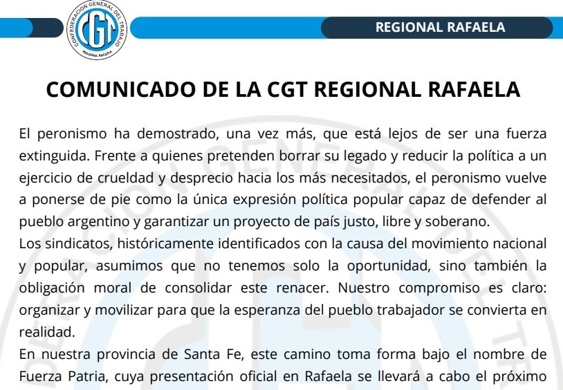 «El peronismo vuelvea ponerse de pie como la única expresión política popular»
