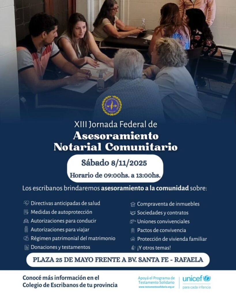Jornada Federal de Asesoramiento Notarial Comunitaria en Rafaela