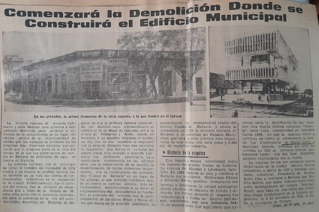 En 1936 se compró el inmueble para el futuro edificio municipal